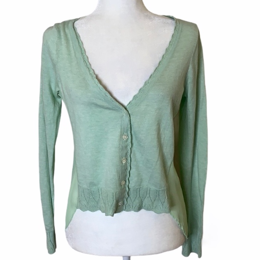 ANTHROPOLOGIE KNITTED & KNOTTED Mint Green Cardi